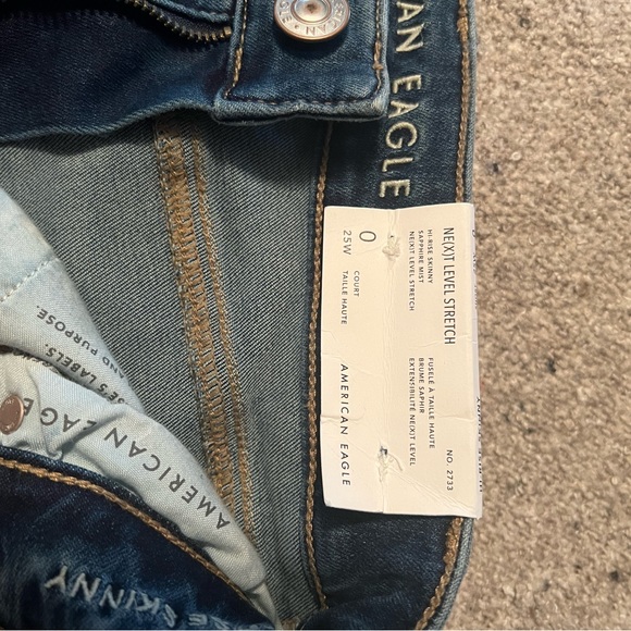 NWT American Eagle Black Ne(X)t Level hi-rise Skinny Jeans Size 0 short - Picture 3 of 5